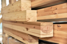 Timber To Be Used In The Site Of Wooden Housing Construction