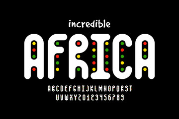 African style font design, alphabet letters and numbers