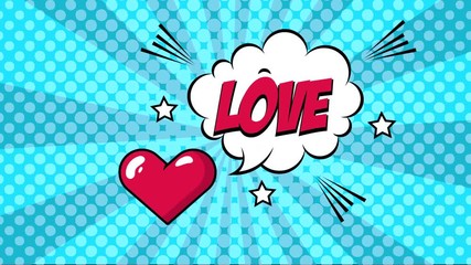 Wall Mural - expression speech bubble with heart love pop art style