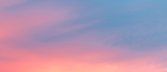 Abstract fantasy aerial view background, Pink sunlight on sweet colorful sky and purple cloud before sunset