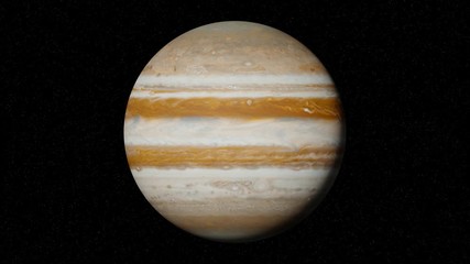 Wall Mural - planet Jupiter rotating in space, gas giant world in front of the stars, 4k loop