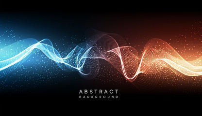 Aufkleber - Hi-tech futuristic techno background, neon shapes and dots. Technology connection, big data, dotted structure