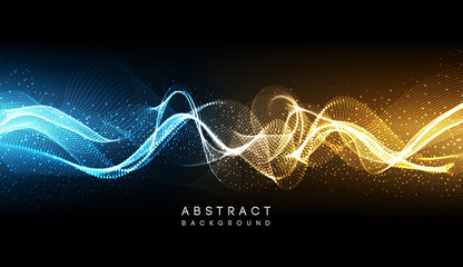 Poster - Hi-tech futuristic techno background, neon shapes and dots. Technology connection, big data, dotted structure