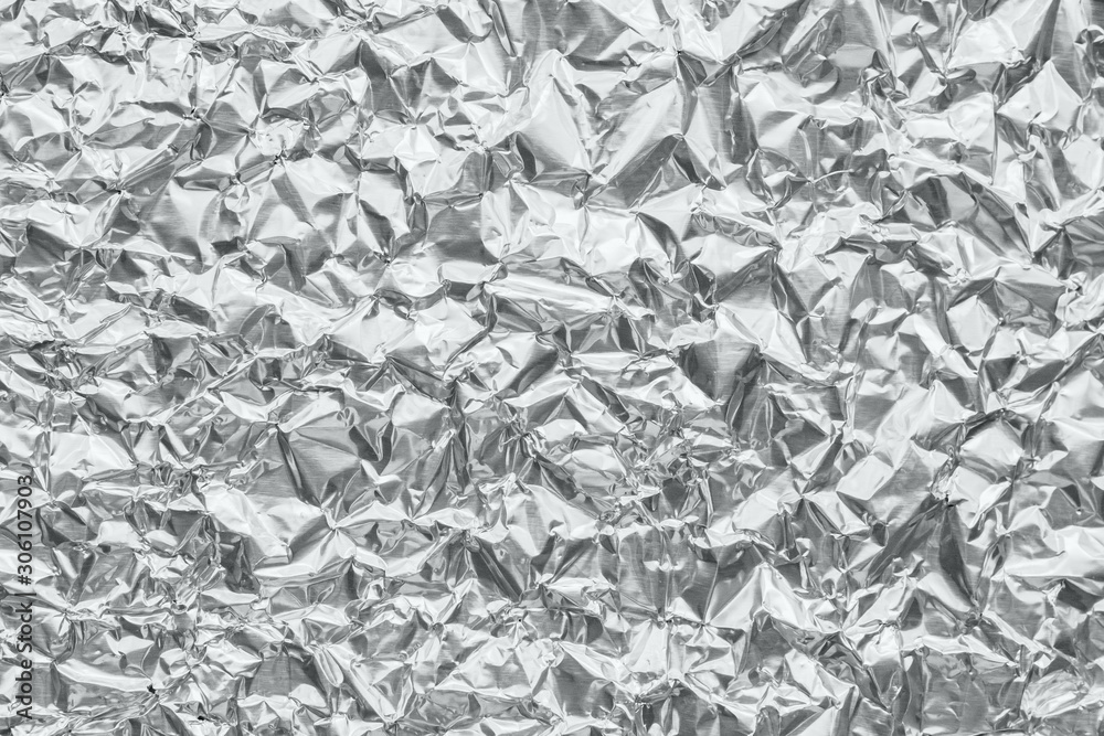 Shiny metal silver gray foil crumpled texture background Stock Photo ...