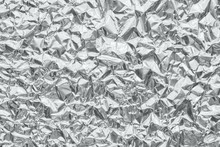 Shiny Metal Silver Gray Foil Crumpled Texture Background