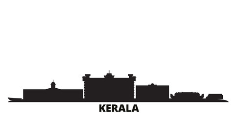 Wall Mural - India, Kerala city skyline isolated vector illustration. India, Kerala travel cityscape with landmarks