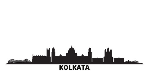 Wall Mural - India, Kolkata city skyline isolated vector illustration. India, Kolkata travel cityscape with landmarks