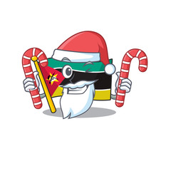 Sticker - Flag mozambique Cartoon character in Santa with candy