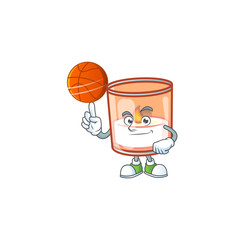 Wall Mural - Mascot of candle in glass cartoon character style with basketball