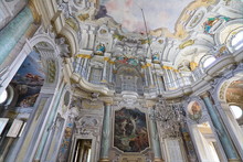 Turin, Piedmont, Italy - May 03, 2019: Elegantly Painted And Decorated Interiors Of The Villa Della Regina, A Royal Residence Built By The House Of Savoy In The 17th Century