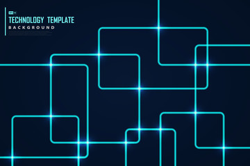 Poster - abstract blue line tech square design with light glitters decoration. illustration vector eps10