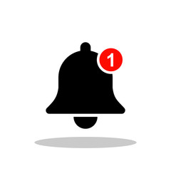 Wall Mural - Notification bell icon in flat style. Ringing bell symbol for your web site design, logo, app, UI Vector EPS 10.