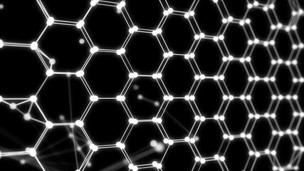 Poster - abstract blue geometrical background with moving lines and dots. looping cg animation bog data