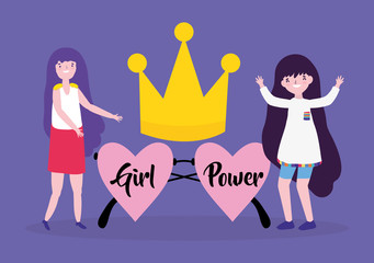 Poster - Girls cartoons of power and strong concept vector design