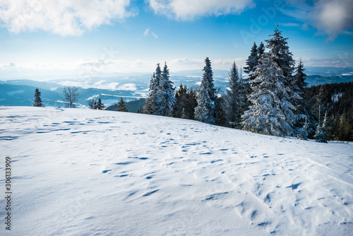 Cuadros en Lienzo Gorgeous view from the snowy slope