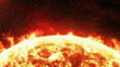 Close-up of the Sun burning brightly on a stellar background. Computer generated illustration.