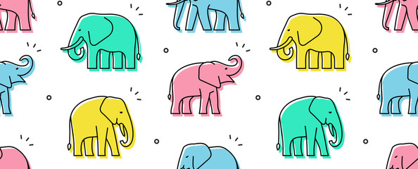 Seamless pattern with Elephants. isolated on white background