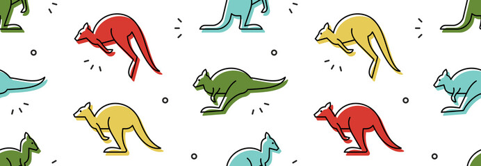 Seamless pattern with Kangaroos. isolated on white background