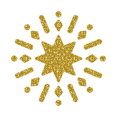 Wall Mural - Gold Glitter Star. Abstract Christmas Snowflake.