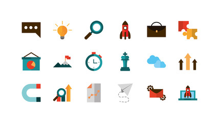 business strategy network icons set
