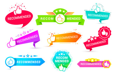 recommend badges creative vector templates icon set