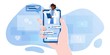 © Юлия Ащеулова - smartphone screen with female therapist on chat in messenger and an online consultation. Vector flat illustration. Ask doctor. Online medical advise or consultation service, tele medicine, cardiology