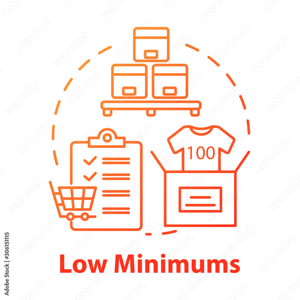 Low minimums concept icon. Risk management. E commerce. Shipping ...