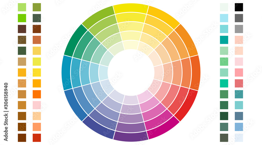 Color scheme. Circular color scheme with warm and cold colors. Vector illustration of a color - obrazy, fototapety, plakaty 