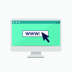 Poster - Simple browser window on the computer screen. Browser search. Flat vector stock illustration.