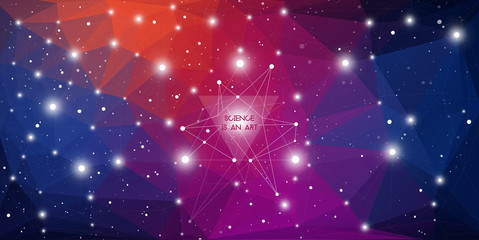 Wall Mural - widescreen futuristic technology illustration in front of outer space background with copy space. cy