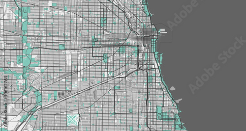 Fotografía Detailed map of Chicago, USA