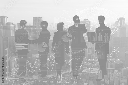 サラリーマンのシルエットとグラフ Stock 写真 Adobe Stock