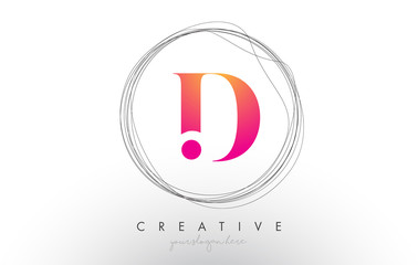 Artistic D Letter Logo Design With Creative Circular Wire Frame around it