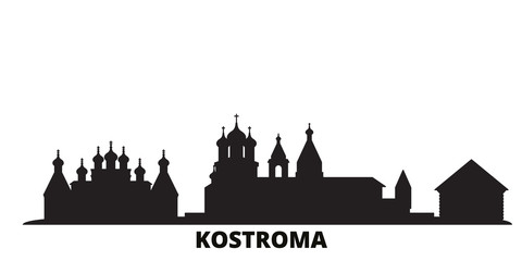 Wall Mural - Russia, Kostroma city skyline isolated vector illustration. Russia, Kostroma travel cityscape with landmarks