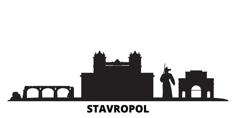 Poster - Russia, Stavropol city skyline isolated vector illustration. Russia, Stavropol travel cityscape with landmarks