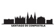 Spain, Santiago De Compostela city skyline isolated vector illustration. Spain, Santiago De Compostela travel cityscape with landmarks