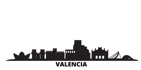 Canvas Print - Spain, Valencia city skyline isolated vector illustration. Spain, Valencia travel cityscape with landmarks