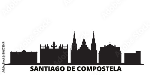 Cuadros en Lienzo Spain, Santiago De Compostela city skyline isolated vector illustration
