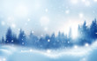 Winter  background.  New Year greeting card with copy-space. Christmas landscape with snow and fir trees