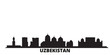 Uzbekistan city skyline isolated vector illustration. Uzbekistan travel cityscape with landmarks