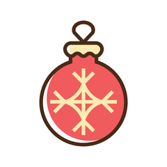 Poster - Color icon toy on Christmas tree with snowflake