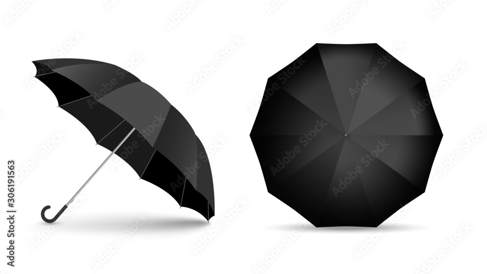 Black blank umbrella icon set isolated on white background Stock Vector ...