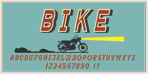 Poster - Alphabet, Vintage font, Retro letters and numbers