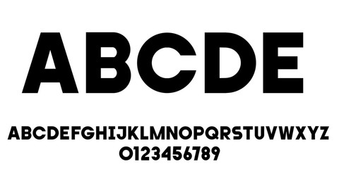 Poster - Black simple universal font, alphabet letters and numbers