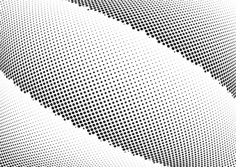 Abstract halftone wave dotted background. Halftone twisted grunge pattern, dot, circle.  Vector modern optical halftone pop art texture for poster, business card, cover, label mock-up, sticker layout