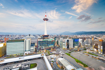 Fototapete - Kyoto, Japan cityscape at Kyoto Tower