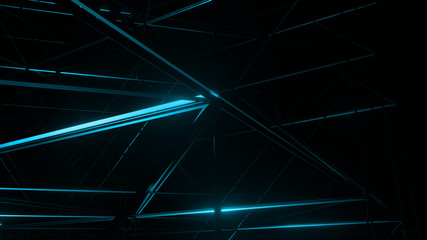 Poster - abstract background, light blue futuristic architecture concept thin geometrical lines, creating space subdivisions. white background 3d illustration