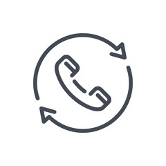 Fototapete - Request callback line icon. Refresh with phone tube vector outline sign.