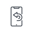 Mobile phone and missed call line icon. Callback request vector outline sign.