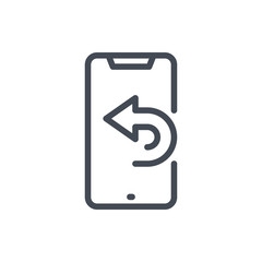 Fototapete - Mobile phone and missed call line icon. Callback request vector outline sign.